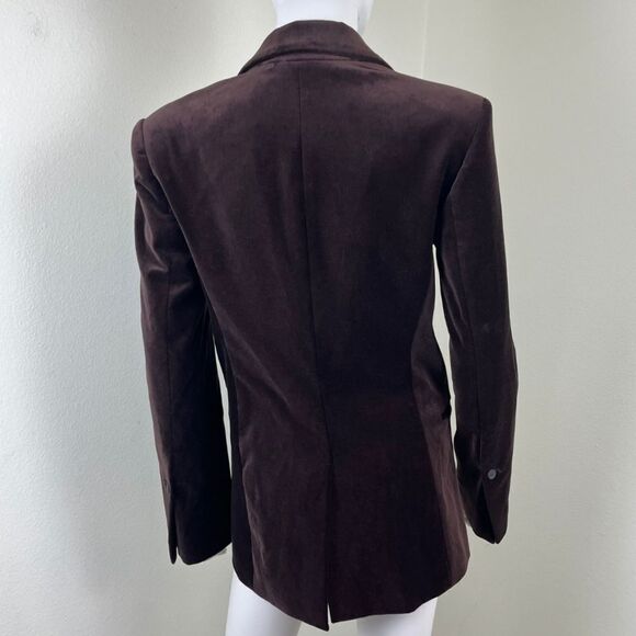 Frame Womens Brown Velvet Single Button Cotton Blazer NEW Jacket Modern Office - Picture 14 of 17